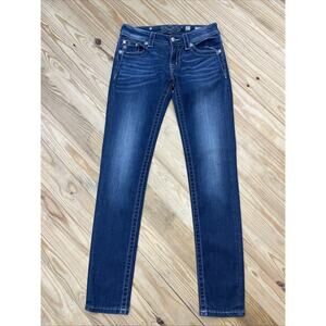 Miss Me Signature Ankle Skinny Low Rise Jeweled Pocket Embellished Jeans size 27